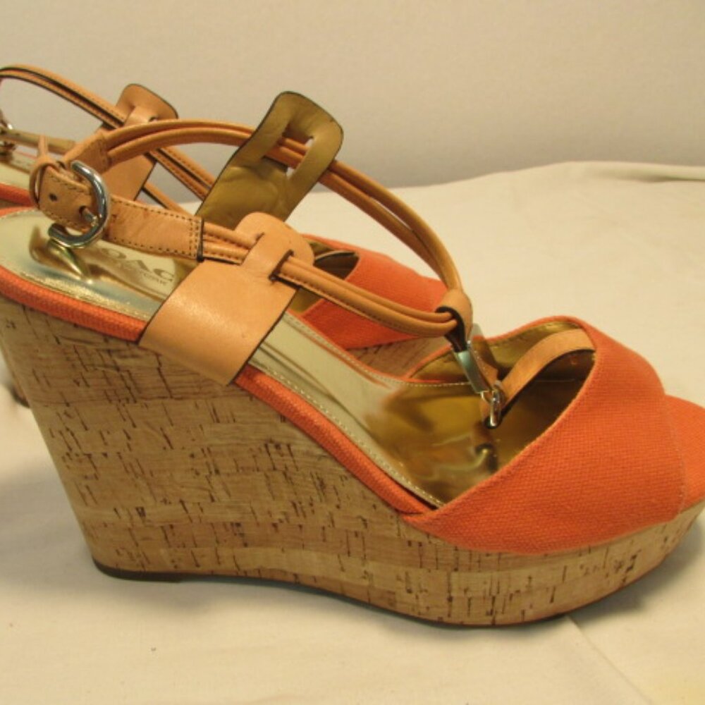 Coach Linden Platform Cork Slingback Wedges - Picture 2 of 14